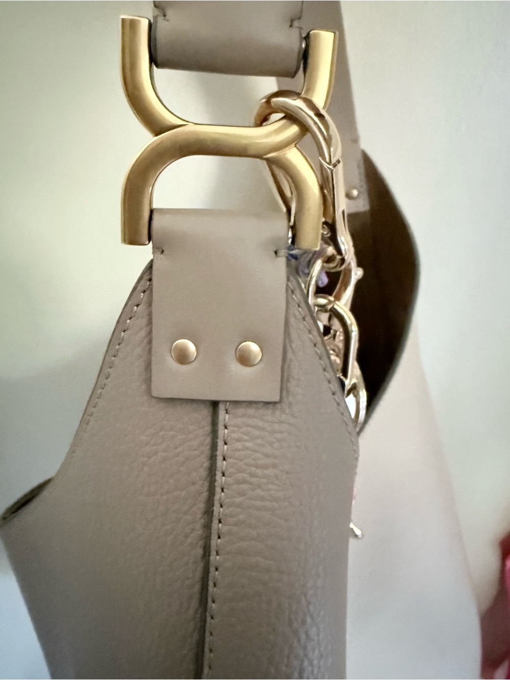 Chloé Marcie Hobo Bag - Medium - Pebbled Taupe Leather Hobo with Gold Accents - Picture 6 of 7